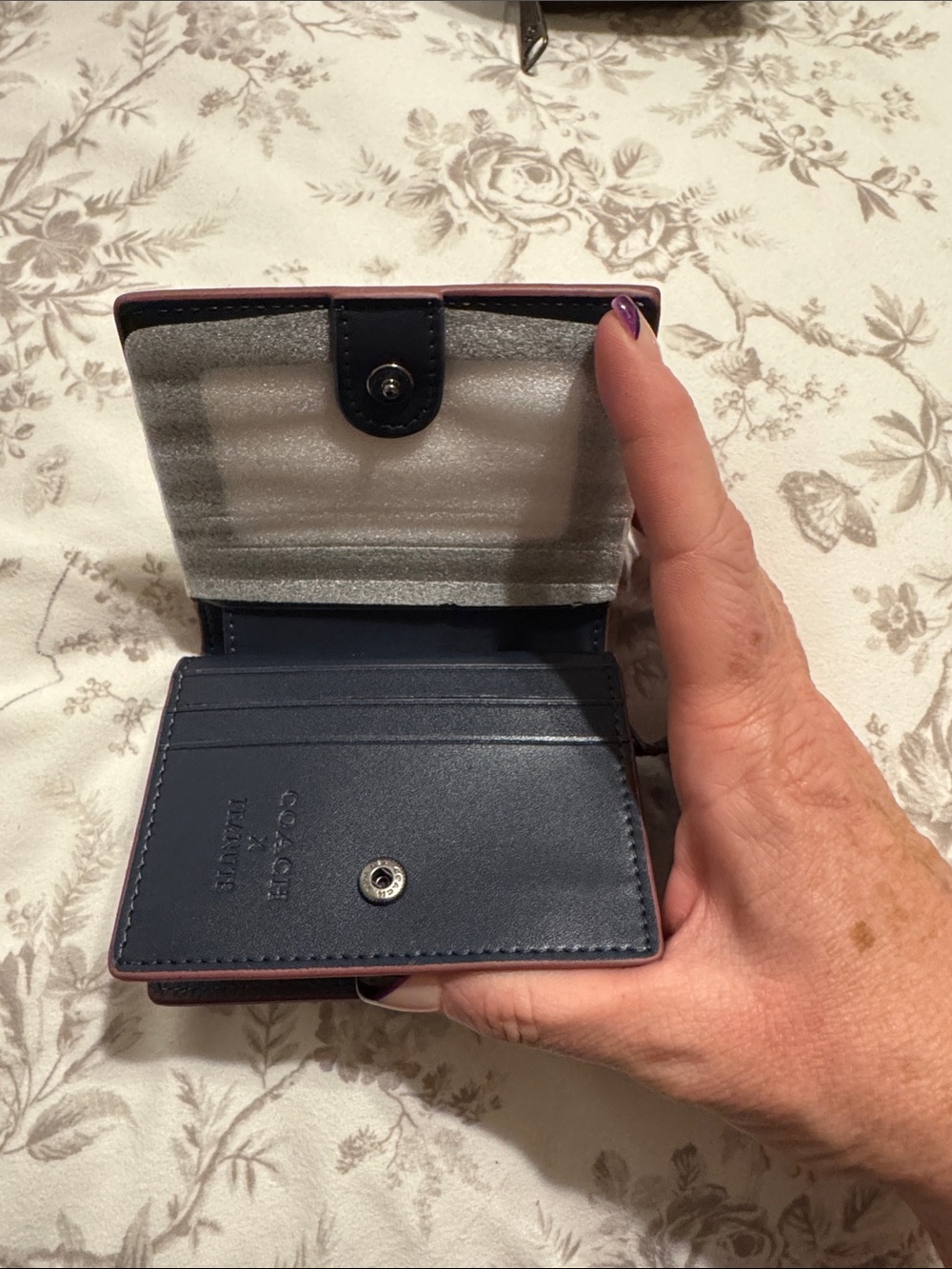 Coach Navy Snoopy Peanuts Trifold Wallet - Picture 3 of 4